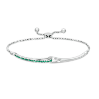 Previously Owned - Love + Be Loved Lab-Created Emerald Loop Bolo Bracelet in Sterling Silver - 9.5"