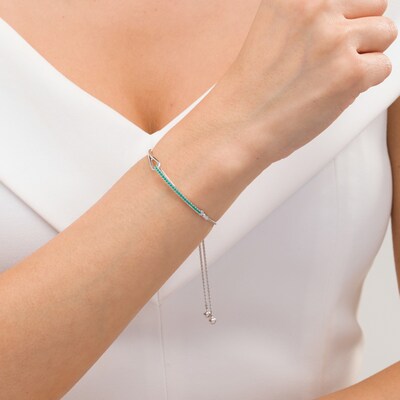 Previously Owned - Love + Be Loved Lab-Created Emerald Loop Bolo Bracelet in Sterling Silver - 9.5"