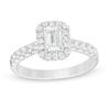 Thumbnail Image 0 of Previously Owned - 1.00 CT. T.W. Emerald-Cut Lab-Created Diamond Frame Engagement Ring in 14K White Gold (F/SI2)