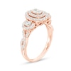 Previously Owned - 0.95 CT. T.W. Oval Diamond Past Present Future® Frame Engagement Ring in 14K Rose Gold (I/I2)