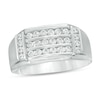 Thumbnail Image 0 of Previously Owned - Men's 0.75 CT. T.W. Diamond Triple Row Collar Ring in 10K White Gold