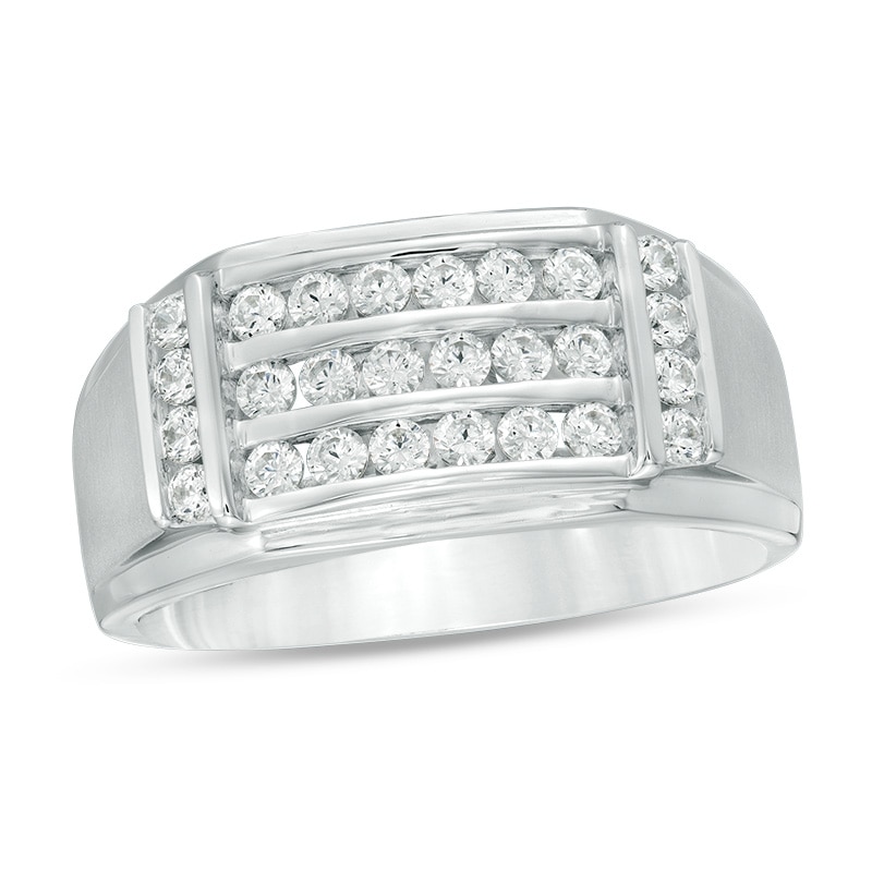Previously Owned - Men's 0.75 CT. T.W. Diamond Triple Row Collar Ring in 10K White Gold|Peoples Jewellers