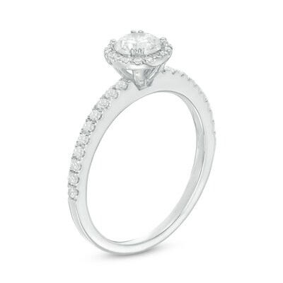 Previously Owned - 0.75 CT. T.W. Diamond Frame Engagement Ring in 14K White Gold