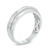 Previously Owned - Men's 0.30 CT. T.W. Square-Cut Diamond Station Milgrain Wedding Band in 10K White Gold