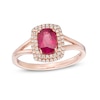 Thumbnail Image 0 of Previously Owned - Oval Ruby and 0.15 CT. T.W. Diamond Double Cushion Frame Ring in 10K Rose Gold