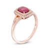 Thumbnail Image 2 of Previously Owned - Oval Ruby and 0.15 CT. T.W. Diamond Double Cushion Frame Ring in 10K Rose Gold