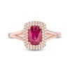 Thumbnail Image 3 of Previously Owned - Oval Ruby and 0.15 CT. T.W. Diamond Double Cushion Frame Ring in 10K Rose Gold