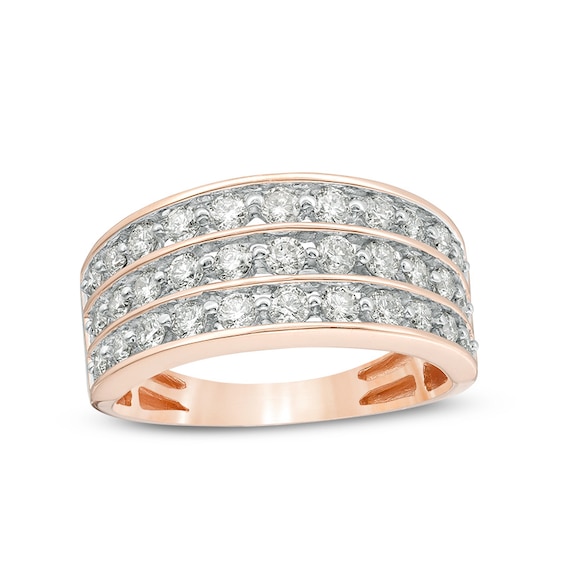 Previously Owned - 1.00 CT. T.W. Diamond Multi-Row Anniversary Band in 10K Rose Gold