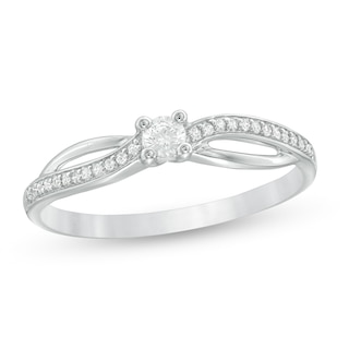 Previously Owned - 0.15 CT. T.W. Diamond Crossover Promise Ring in 10K White Gold