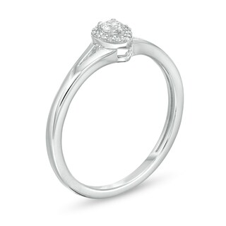 Previously Owned - 0.12 CT. T.W. Diamond Teardrop Frame Promise Ring in 10K White Gold