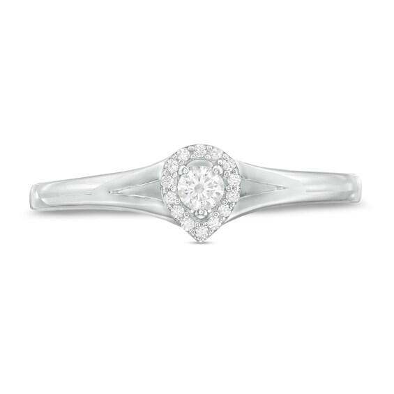 Previously Owned - 0.12 CT. T.W. Diamond Teardrop Frame Promise Ring in 10K White Gold