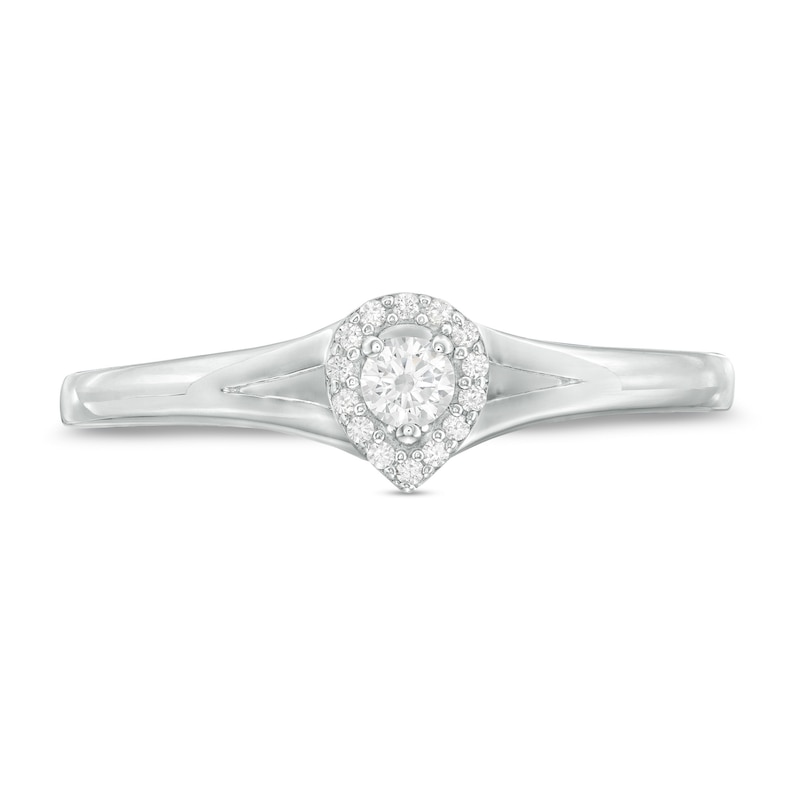 Previously Owned - 0.12 CT. T.W. Diamond Teardrop Frame Promise Ring in 10K White Gold|Peoples Jewellers