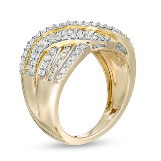 Previously Owned - 1.00 CT. T.W. Diamond Multi-Row Wave Ring in 10K Gold