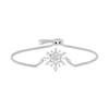 Previously Owned - Enchanted Disney Elsa 4.0mm Aquamarine and 0.15 CT. T.W. Diamond Snowflake Bolo Bracelet - 9.0"