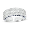 Thumbnail Image 1 of Previously Owned - Vera Wang Love Collection 1.45 CT. T.W. Diamond and Blue Sapphire Band in 14K White Gold (I/SI2)