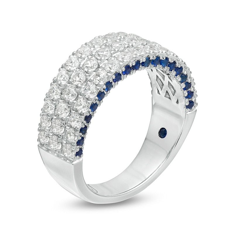 Main Image 2 of Previously Owned - Vera Wang Love Collection 1.45 CT. T.W. Diamond and Blue Sapphire Band in 14K White Gold (I/SI2)