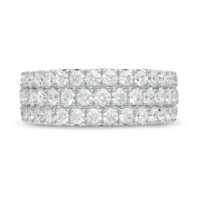 Previously Owned - Vera Wang Love Collection 1.45 CT. T.W. Diamond and Blue Sapphire Band in 14K White Gold (I/SI2)