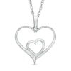 Thumbnail Image 0 of Previously Owned - 0.05 CT. T.W. Diamond Double Heart Pendant in Sterling Silver