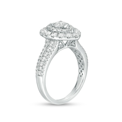 Previously Owned - 1.50 CT. T.W. Diamond Pear-Shaped Double Frame Engagement Ring in 10K White Gold