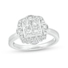 Thumbnail Image 0 of Previously Owned - 1.00 CT. T.W. Quad Princess-Cut Diamond Scallop Frame Engagement Ring in 10K White Gold