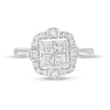 Previously Owned - 1.00 CT. T.W. Quad Princess-Cut Diamond Scallop Frame Engagement Ring in 10K White Gold