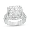 Thumbnail Image 0 of Previously Owned - 2.81 CT. T.W. Quad Princess-Cut Diamond Double Frame Engagement Ring in 14K White Gold