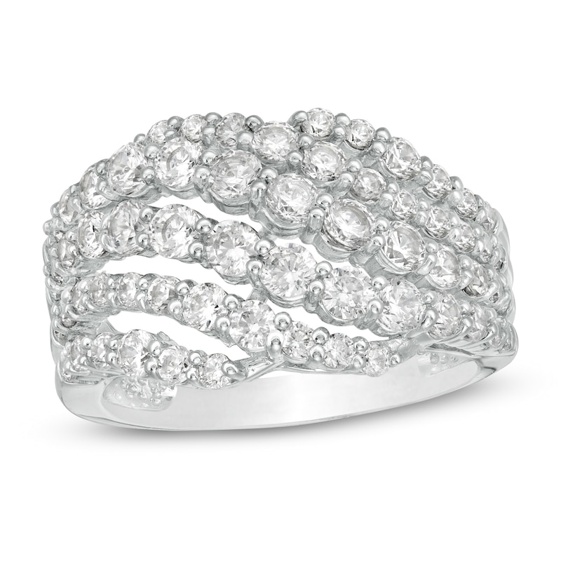 Previously Owned - 2.00 CT. T.W. Diamond Multi-Row Wave Ring in 10K White Gold|Peoples Jewellers