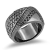 Previously Owned - Enchanted Disney Men's 0.145 CT. T.W. Enhanced Black Diamond Snake Scales Ring in Sterling Silver