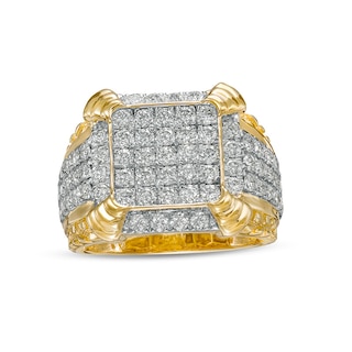 Previously Owned - Men's 2.23 CT. T.W. Diamond Cushion-Top Prong Ring in 10K Gold