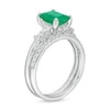 Thumbnail Image 3 of Previously Owned - Emerald-Cut Emerald and 0.32 CT. T.W. Diamond Collar Bridal Set in 14K White Gold