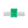 Thumbnail Image 4 of Previously Owned - Emerald-Cut Emerald and 0.32 CT. T.W. Diamond Collar Bridal Set in 14K White Gold