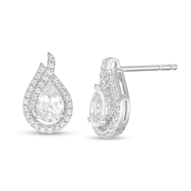 Previously Owned - Pear-Shaped Lab-Created White Sapphire Flame Stud Earrings in Sterling Silver|Peoples Jewellers