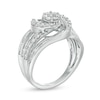 Thumbnail Image 2 of Previously Owned - 1.00 CT. T.W. Baguette and Round Diamond Multi-Row Ring in 10K White Gold