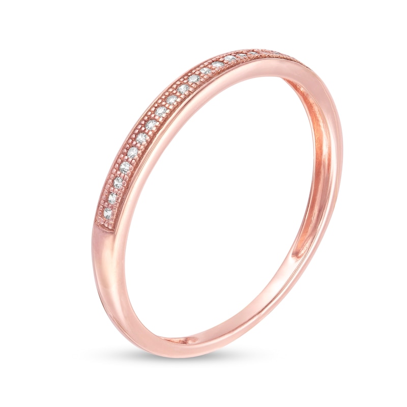 Main Image 3 of Previously Owned - 0.04 CT. T.W. Diamond Vintage-Style Anniversary Band in 10K Rose Gold