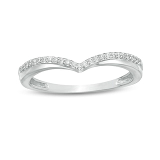 Previously Owned - 0.10 CT. T.W. Diamond Chevron Anniversary Band in 10K White Gold