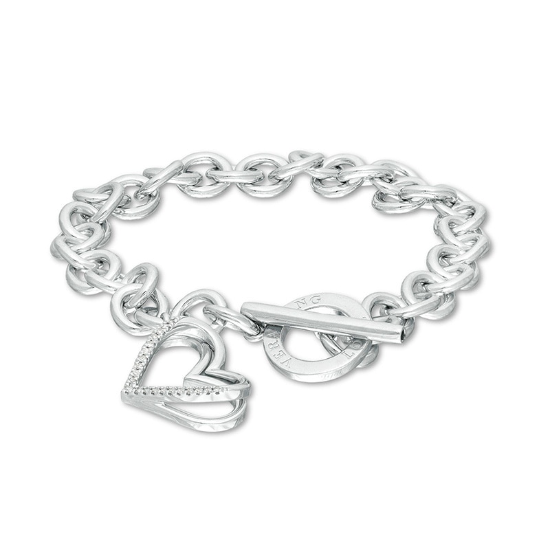 Previously Owned - The Kindred Heart from Vera Wang Love Collection 0.085 CT. T.W. Diamond Bracelet in Sterling Silver