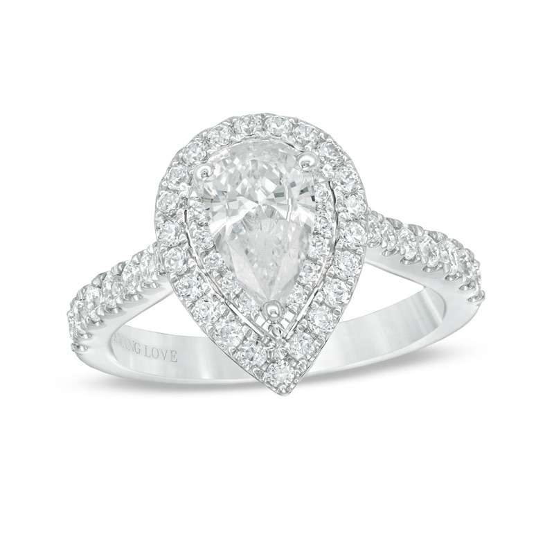 Previously Owned - Vera Wang Love Collection 1.69 CT. T.W. Pear-Shaped Diamond Engagement Ring in 14K White Gold