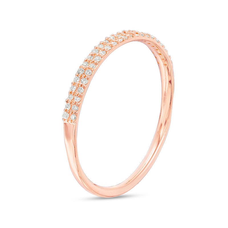 Main Image 2 of Previously Owned - 0.10 CT. T.W. Diamond Double Row Anniversary Band in 10K Rose Gold