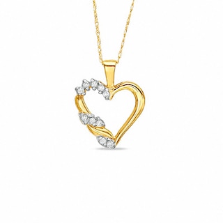 Previously Owned - 0.12 CT. T.W. Diamond Heart Pendant in 10K Gold