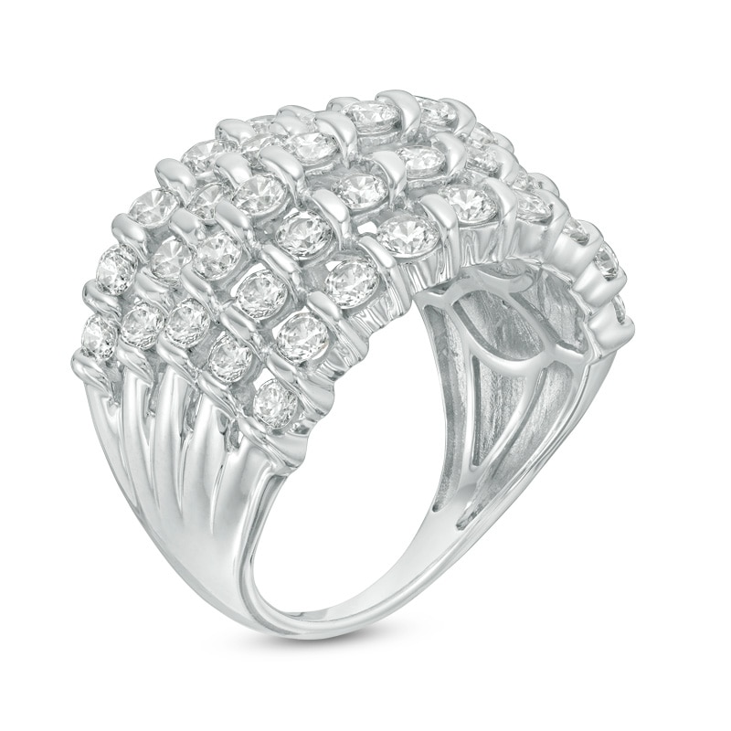 Main Image 2 of Previously Owned - 2.00 CT. T.W. Diamond Spiral Multi-Row Anniversary Ring in 10K White Gold