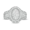 Thumbnail Image 3 of Previously Owned - 1.00 CT. T.W. Composite Oval Diamond Frame Multi-Row Engagement Ring in 10K White Gold