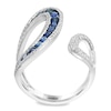 Thumbnail Image 2 of Previously Owned - EFFY™ Collection Blue Sapphire and 0.42 CT. T.W. Diamond Open Shank Wrap Ring in 14K White Gold