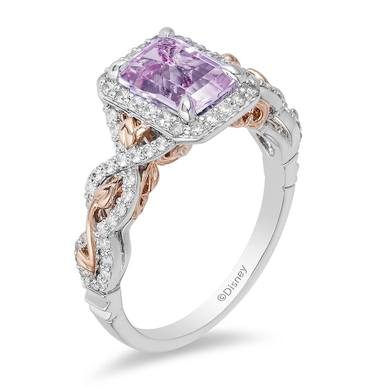 Previously Owned - Enchanted Disney Rapunzel Amethyst and 0.32 CT. T.W. Diamond Engagement Ring in 14K Two-Tone Gold