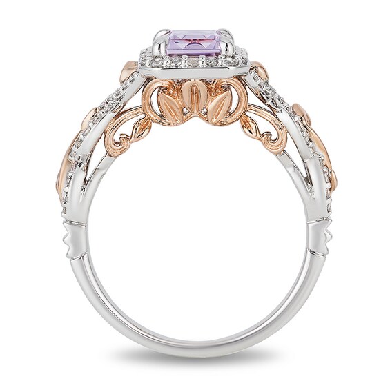 Previously Owned - Enchanted Disney Rapunzel Amethyst and 0.32 CT. T.W. Diamond Engagement Ring in 14K Two-Tone Gold