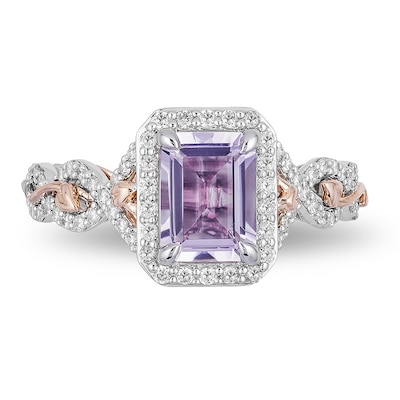 Previously Owned - Enchanted Disney Rapunzel Amethyst and 0.32 CT. T.W. Diamond Engagement Ring in 14K Two-Tone Gold