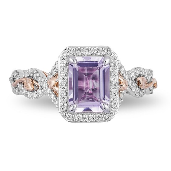 Previously Owned - Enchanted Disney Rapunzel Amethyst and 0.32 CT. T.W. Diamond Engagement Ring in 14K Two-Tone Gold