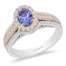 Previously Owned - Enchanted Disney Ariel Tanzanite and 0.69 CT. T.W. Diamond Engagement Ring in 14K Two-Tone Gold