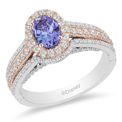 Previously Owned - Enchanted Disney Ariel Tanzanite and 0.69 CT. T.W. Diamond Engagement Ring in 14K Two-Tone Gold