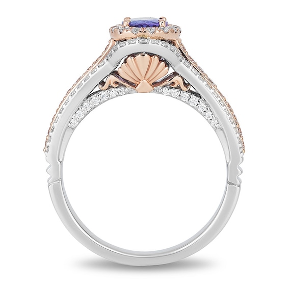 Previously Owned - Enchanted Disney Ariel Tanzanite and 0.69 CT. T.W. Diamond Engagement Ring in 14K Two-Tone Gold