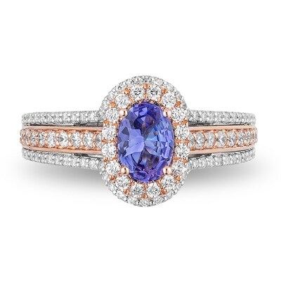 Previously Owned - Enchanted Disney Ariel Tanzanite and 0.69 CT. T.W. Diamond Engagement Ring in 14K Two-Tone Gold